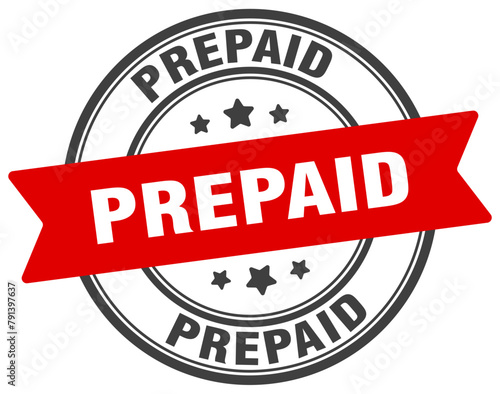 prepaid stamp. prepaid label on transparent background. round sign