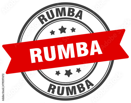 rumba stamp. rumba label on transparent background. round sign