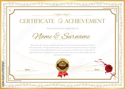 Certificate or diploma template retro design illustration 