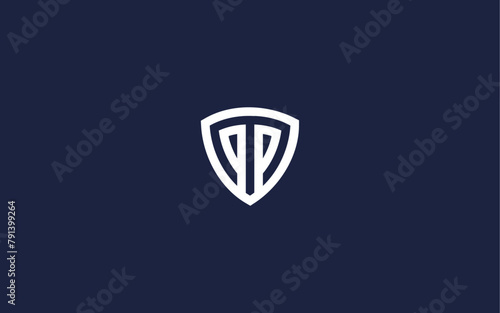 letter pp with shield logo icon design vector design template inspiration
