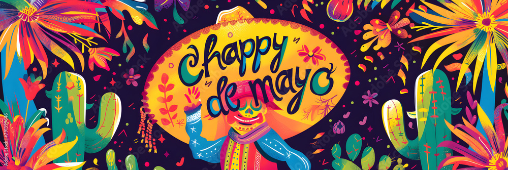 illustration poster with words happy cinco de mayo