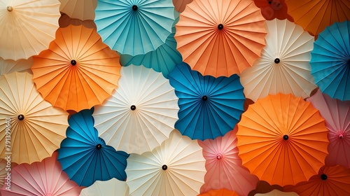 background with colorful bright umbrellas