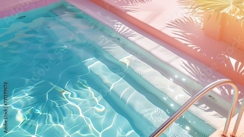 swimming pool in pastel blue and pink colors