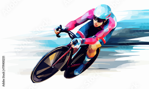 racing cyclist vector flat minimalistic isolated illustration photo