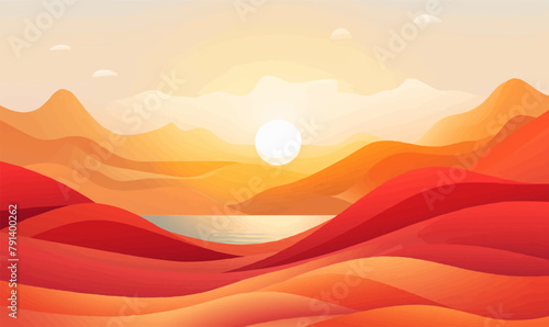 Sunrise vector simple 3d smooth cut and paste white isolated illustration