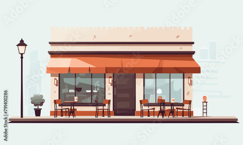 coffee shop exterior vector flat minimalistic isolated illustration