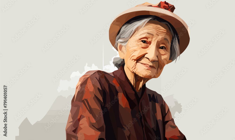 old asian woman isolated vector style with transparent background illustration old asian woman isolated vector style with transparent background illustration