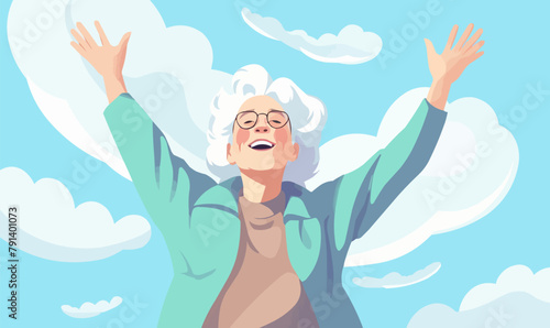 happy old woman vector flat minimalistic isolated illustration