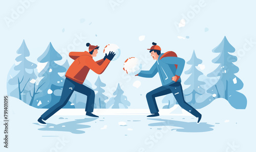Snowball Fights vector flat minimalistic isolated vector style illustration