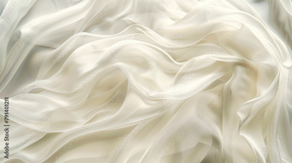 Abstract white silk waves in motion