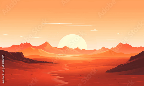 Serene Mountain Landscape vector simple 3d smooth isolated illustration