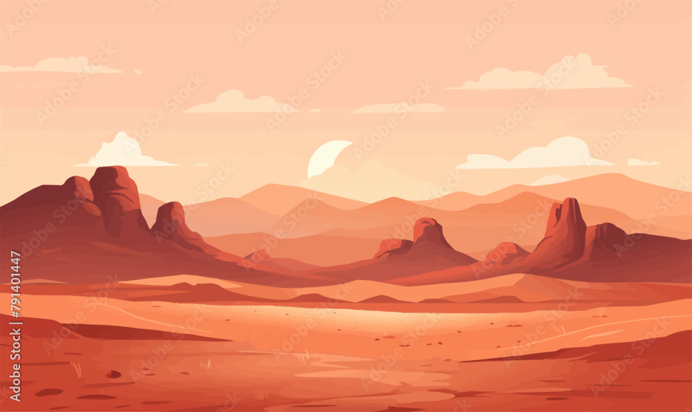 Naklejka premium sunrise desert vector flat minimalistic isolated illustration