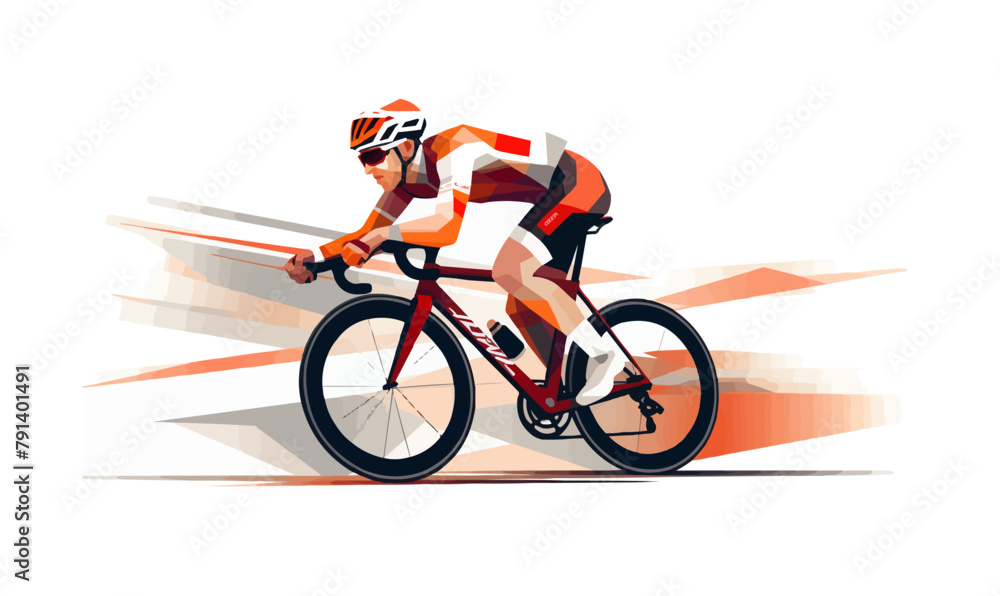 Naklejka premium racing cyclist vector flat minimalistic isolated illustration