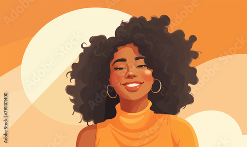 happy black woman close up vector flat isolated vector style illustration