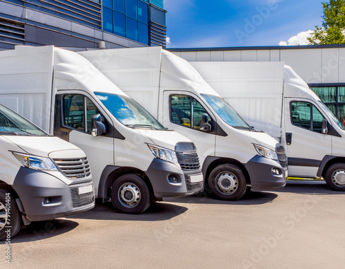 van transportation delivery fleet of cargo trucks courier service truck park