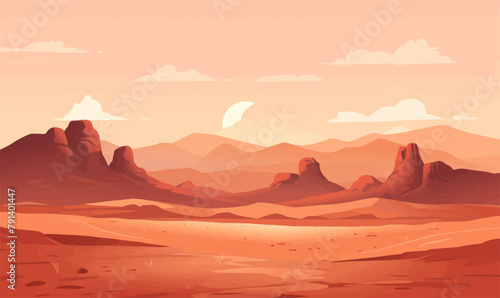 sunrise desert vector flat minimalistic isolated illustration