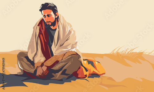 refugee man isolated vector style