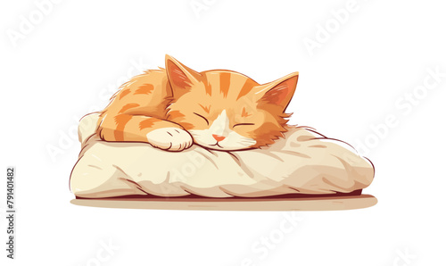 cat laying on bed vector flat minimalistic isolated vector style illustration