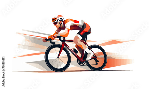 racing cyclist vector flat minimalistic isolated illustration