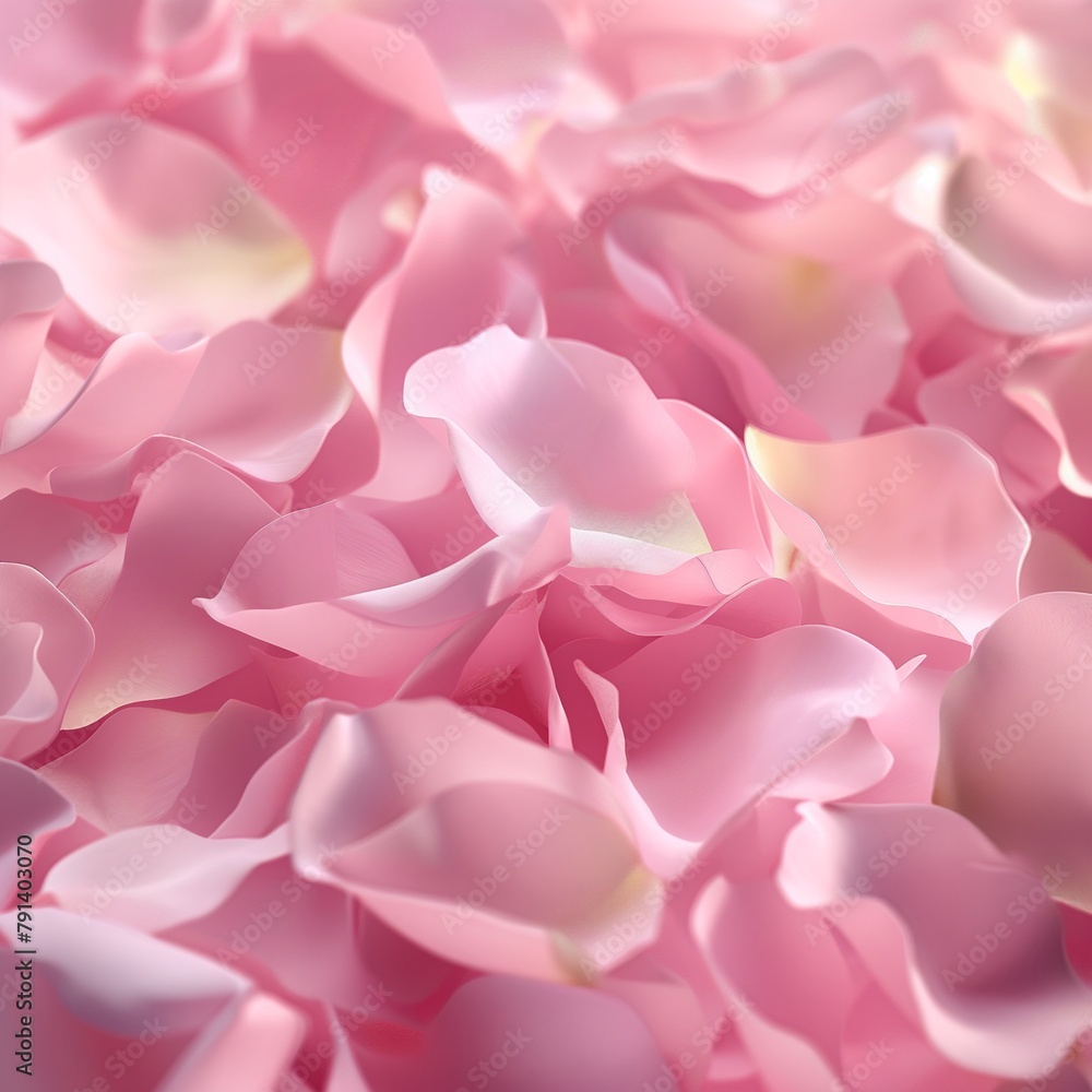Abstract 3D image of pink rose petals sprinkled in a beautiful order