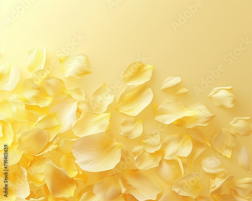 Abstract 3D image of yellow rose petals sprinkled in a beautiful order - 1