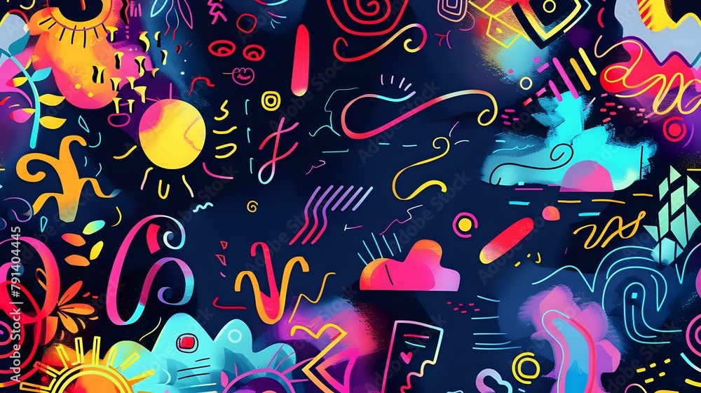 Fototapeta premium Uninhibited Creativity: Dynamic Urban Neon Art