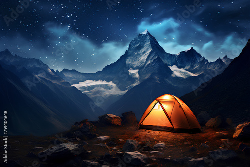 Camping in the mountains under the starry night sky © Salawati