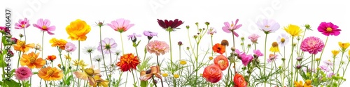Assortment of Wildflowers Isolated on White Background