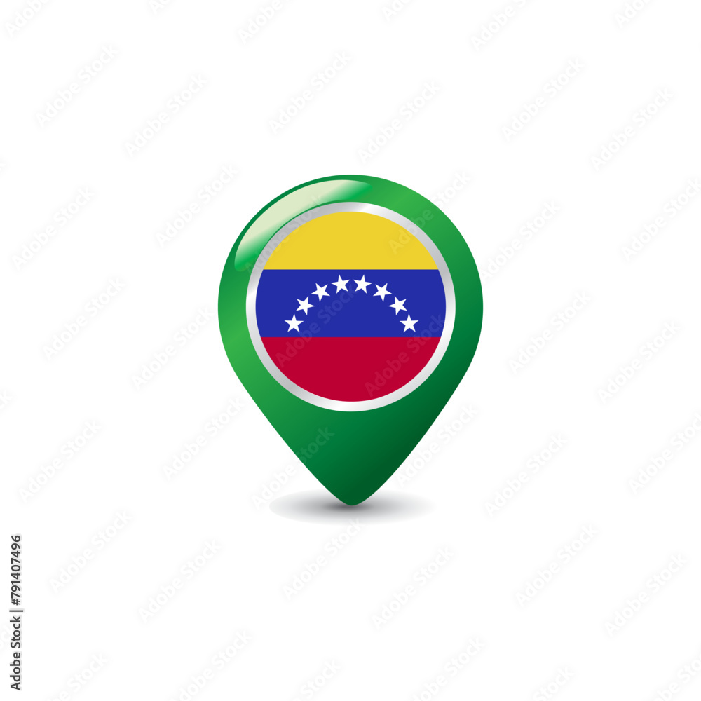 Venezuela Flag on Colorful Map Pointer Venezuela Flag on Colorful Map Pointer