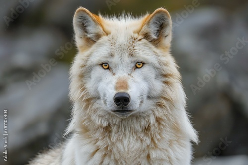 Close-up portrait of a white wolf (Canis lupus)