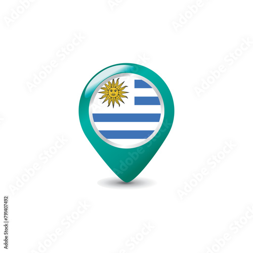 Free Download Uruguay Flag on Colorful Map Pointer - GFXLoad