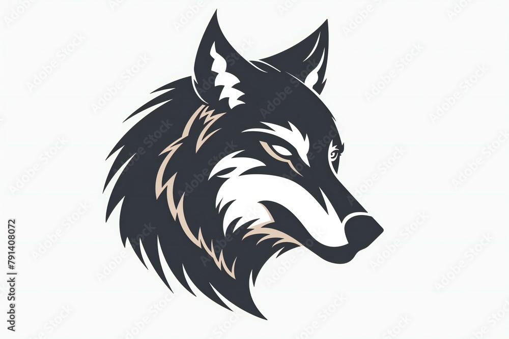 Illustration of a wolf head isolated on a white background - 