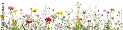 Assortment of Wildflowers Isolated on White Background © MiniMaxi
