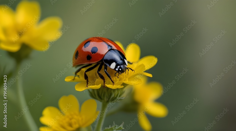 Closeup Ladybird is Sitting on a Canola Flower.generative.ai Closeup Ladybird is Sitting on a Canola Flower.generative.ai