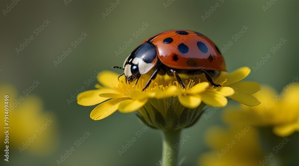 Closeup Ladybird is Sitting on a Canola Flower.generative.ai Closeup Ladybird is Sitting on a Canola Flower.generative.ai
