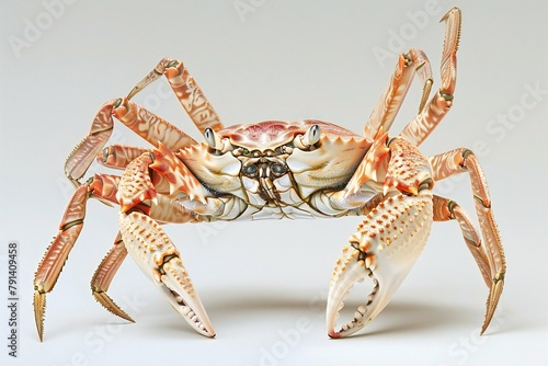 Sculpture of a crab on a white background, close-up