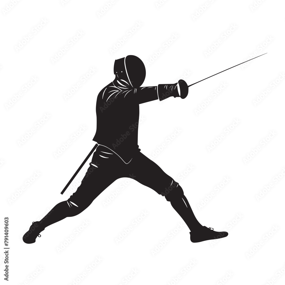 Vector silhouette of a fencing sports person. Flat cutout icon Vector silhouette of a fencing sports person. Flat cutout icon