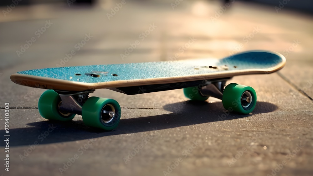 skateboard on the ground - obrazy, fototapety, plakaty 