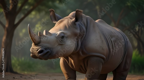 Indian rhinoceros in the Kaziranga national park.genreative.ai