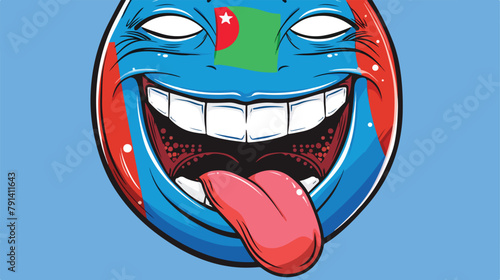 Emoticon with stuck out tongue with country flag 