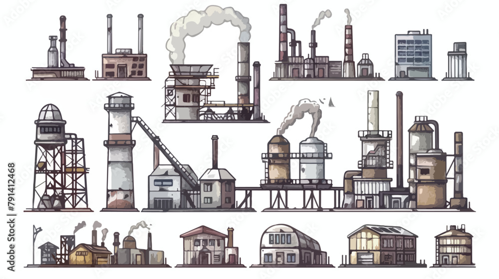 Factory Hand drawn style vector design illustrations