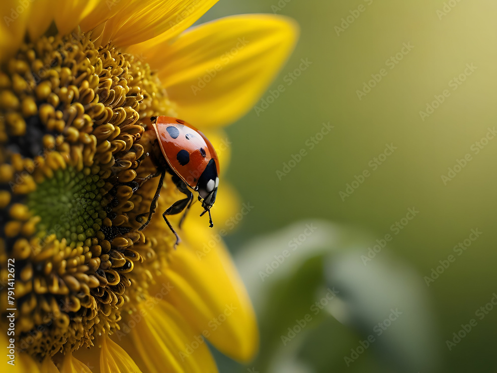 Obraz premium Ladybugs with Green nature. They live with plants and flowers. We can be found everywhere in nature. It is a cute animal that is not poisonous. 