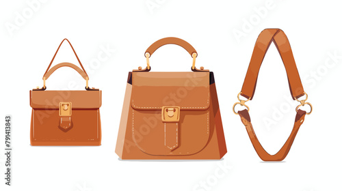 Fashion women flap handbag with gold buckle handle photo