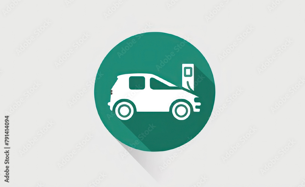 Modern iconography representing electric vehicle charging at a station Modern iconography representing electric vehicle charging at a station