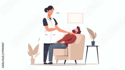 Female massagist or osteopath massaging neck area  photo