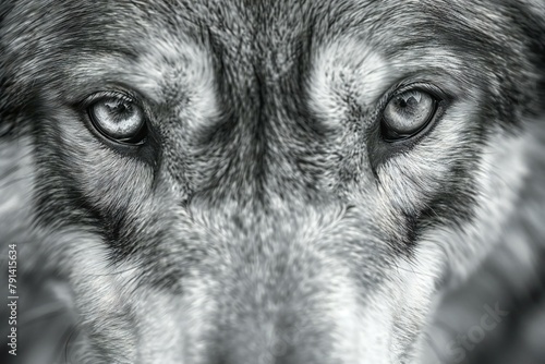 Close-up portrait of a grey dog,  Selective focus photo