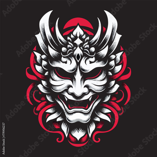 Wallpaper Mural Vector illustration the traditional japanese mask. japanese mask design concept Torontodigital.ca