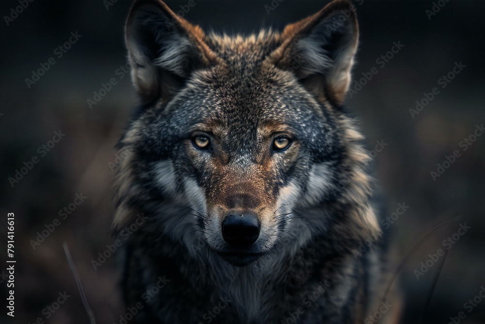 Close-up portrait of a grey wolf (Canis lupus)