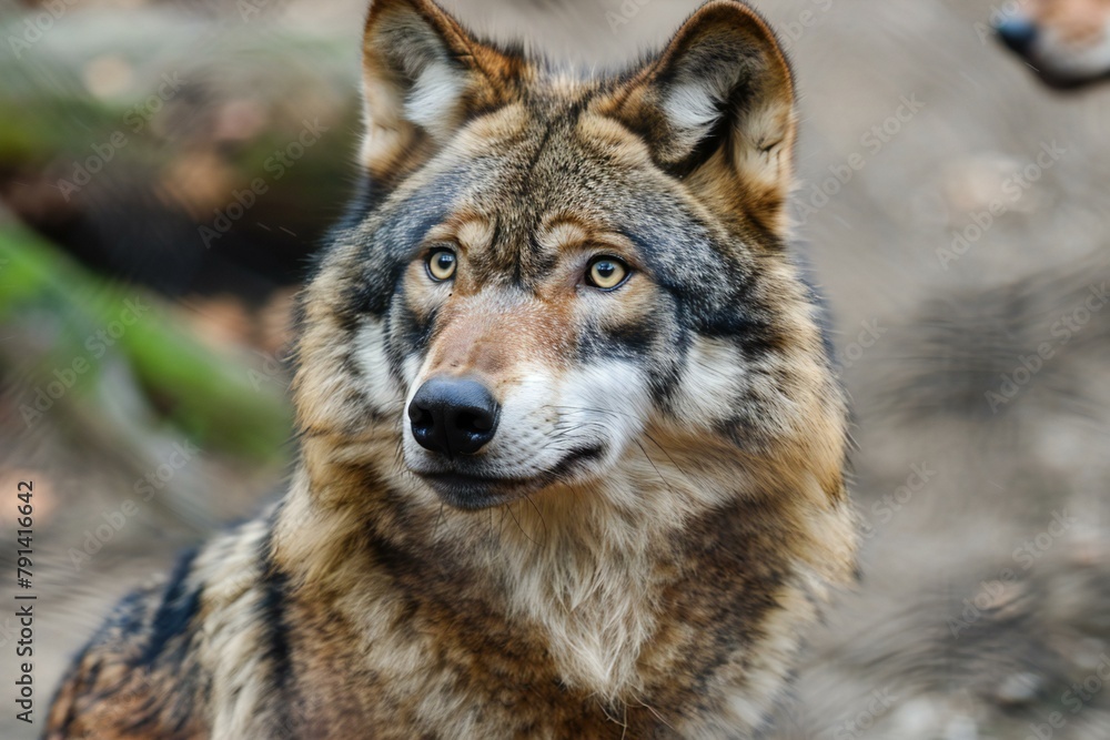 Portrait of a wolf in the zoo,  Close-up