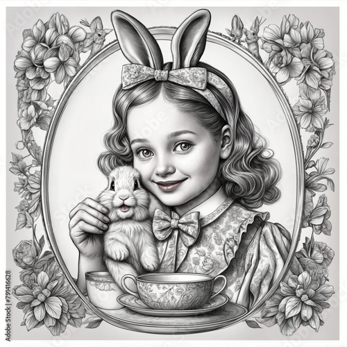 girl with rabbit -Generative AI